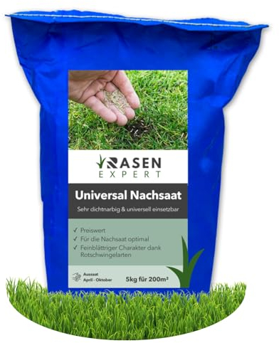 Premium Universal Nachsaat Rasensamen Grasssamen 5 kg - 200m² - feinblättiges Gras