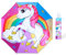 Regenschirm Kinder Mädchen mit Niedlichem Muster, Kinderschirm Reflektierend mit Schirmhülle & Auf-Zu-Automatik, Taschenschirm Winddicht Sturmfest für Jungen Leicht zu Transportieren-Buntes Einhorn