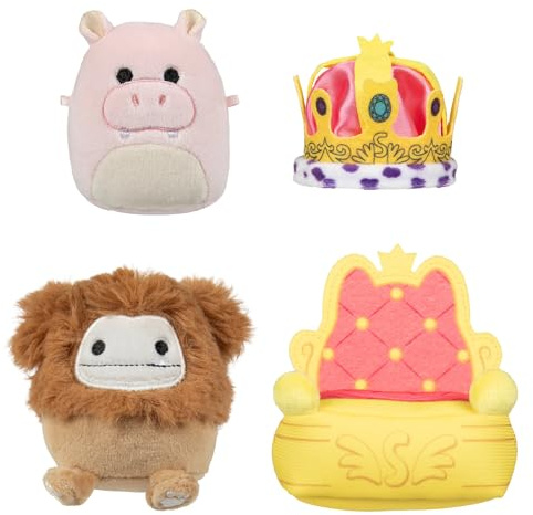 Squishmallows Micromallows SQMM0014 -Accessoire Set - Königliche Parade, superweiche Mini, 6,5 cm Plüschfiguren (Benny & Ridelle)