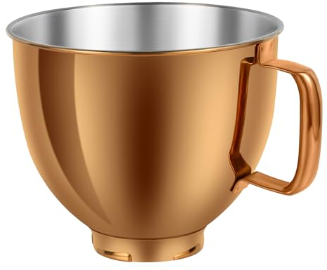 adwrparts 5 QT Stainless Steel Mixer Bowl for KitchenAid Artisan&Classic Series 4.5-5QT Tilt-Head Mixers K45 KSM70 KSM150 etc. Replacment for KitchenAid Mixer Bowl(Heavy Duty Radiant Copper)