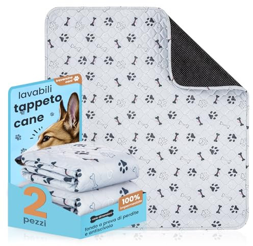 PmakeEorT Tappetini Lavabili per Cani 80x90 cm, 2 Pezzi Lavabili Traversine Cani, Tappetini Assorbenti per Cani A Prova di Perdite e Antiscivolo, Asciugatura Rapida