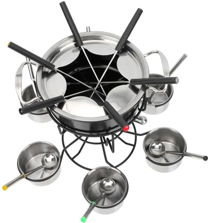 Alipis Pentola per Fonduta in Acciaio Inox Set per Fonduta Facile da Usare Fornello Antiaderente Fornello per Fonduta per Feste
