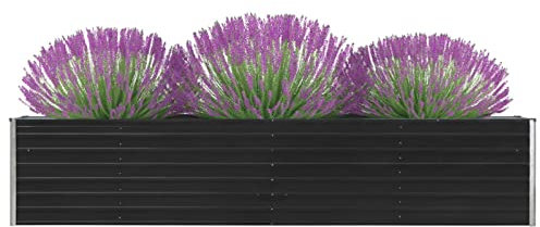 Gecheer Hochbeet Metall Hochbeete für Garten Gartenbeet Pflanzkübel Pflanzkasten Blumenkasten Gemüsebeet Blumenbeet Beet hoch Frühbeet für Garten Verzinkter Stahl 320×40×45 cm Anthrazit