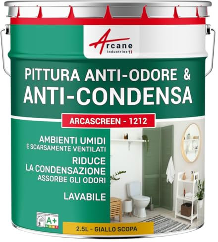 ARCANE INDUSTRIES Pintura Anti-condensación, Anti-olores para Habitaciones húmedas: ARCASCREEN - 1212 - RAL 1032 - Amarillo Retama