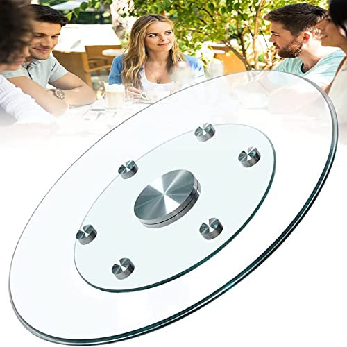 JXIPANUL Lazy Susan,Bandeja giratoria de Vidrio Templado Plato Giratorio Redondo de Vidrio Templado Organizador Transparente Lazy Susan Bandeja giratoria para Servir Vidrio Templado Lazy Su