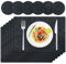 TOPAHGOD l Indoor Placemats for Dining Table | Set of 6 | Heat Resistant Mats | Black Placemats and Coaster | Table Mats for Dining Place | Measures 43 x 30cm