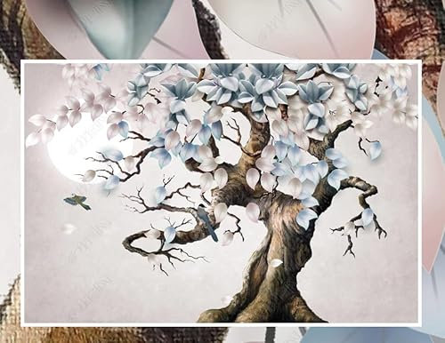 ZZBdTapete Papier Peint Intissé Grandes Feuilles D'Arbre En Relief Modernes Tableaux Muraux Tapisserie Photo Décoration Murale Salon Chambre 250Cm(L) X175Cm(H)
