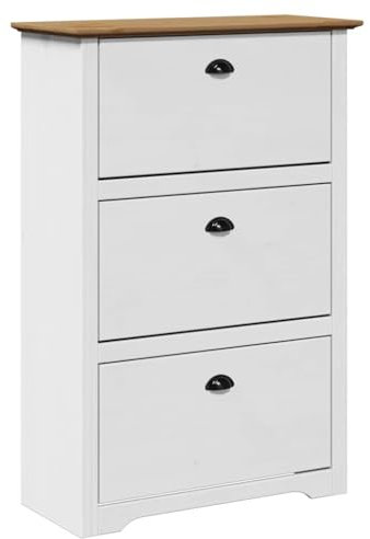 vidaXL Schuhregal BODO Weiß und Braun 80x35x118 cm, Schuhschrank, Schuhaufbewahrung, Schuhe Organizer, Schuhe Aufbewahrung, Schrank Schuhe