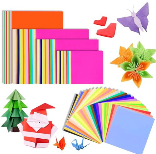 Lucktao 350 Blatt Origami Papier,20x20 Farbiges Papier Faltpapier,Buntes Papier A4,70g/m² Doppelseitig Quadratisch Buntes Papier 10x10,Faltpapier Bunt 15x15,für DIY(4 Größen)
