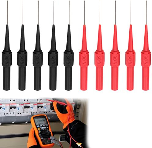 Vierone 10Pcs Multimeter Needle Probes, Black/Red, 0.7mm, Automotive Back Probe Pins, Non-Destructive Testing