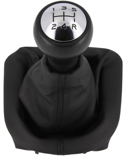 Recambo Pomo para palanca de cambios + funda para palanca de cambios de 5 marchas, apto para Citroen Xsara, 1997 – 2006, Plug & Play, funda para palanca de cambios de coche, color negro