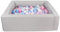 Velinda Piscine à balles carrée avec 300 balles, Cuir écologique, 5 éléments (Couleur de la Piscine/de balles: Gris/Blanc, Transparent, Bleu Clair, Rose Clair, Rose (Pastel), Bleu (Pastel))
