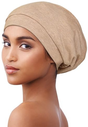 Alnorm Gemütliche Satin gefütterte Slouchy Beanie Mütze mit weichem Gummiband für Frauen Hanf Camel