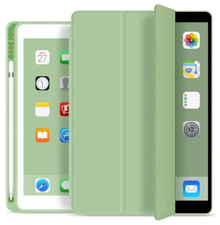 Étui pour iPad Pro 12.9 6e 5e 4e 3e génération avec Porte-Crayon Smart Cover pour iPad Pro 12 9 Pouces 2022 2021 2020 2018, Vert Matcha, pour Pro 12.9 2021 2022