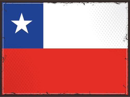 mrdeco Holzschild 20x30cm Chiles Flag of Chile Deko Holz Schild