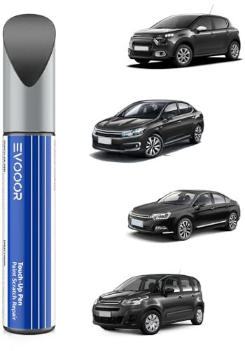 EVOOOR (KTP Gris Shark retouche peinture auto pour Citroen, Réparation des rayures pour voiture, Solution rapide et facile pour la réparation