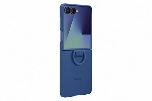 Samsung Silicone Ring Case EF-PF766 für das Galaxy Z Flip7, Smartphone Cover, Handy-Hülle inklusive Ringhalter, Silikon, Schutz Case, stoßfest, dünn und griffig, Blue