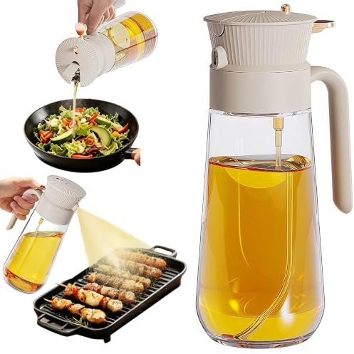 Keaixinyu [Oil Sprayer for Cooking] Spray Bottle Olive Oil Dispenser Bottle Glass Spray Bottles Continuous Spray Bottle Home and Kitchen (White)