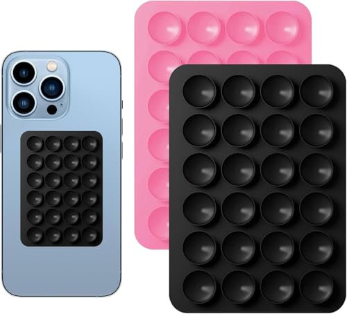 Tisujune 2 Stück Silikon-Handyhüllen mit Saugnapf, Silikon Saugnapf Handyhüllenhalterung, freihändiges Fidget-Spielzeug, Spiegel, Dusch-Handyhalterung, Tik-Tok-Videos und Selfies