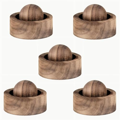 AeSiliFlex Natürlicher Holz Ätherisches Öl Diffusor Ball, Handgefertigt Massivholz Aromatherapie Dekoration Für Heimbüro Und Auto Verwenden, 48x35mm, 5er Pack (Walnussholz, 5)
