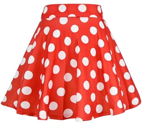 Damen Vintage Rock, 1950er Jahre A Linie Faltenrock,Polka Dot Swing Rock Partyrock für Fasching Halloween Karneval Party