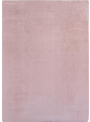 Stilvoll Günstig by ELMM Kurzflor Teppich Rosa 200 x 280 cm – Einfarbig, 11 mm, 100% Polyester, Filz/Anti-rutsch-Rücken, für Wohnzimmer & Schlafzimmer