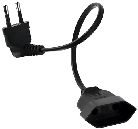 Cable alargador Euro en ángulo Rectoa, Enchufe UE a 90 Grados como Adaptador Plano, 250 V 2,5 A, Cable de Extensión con Enchufe a 90 Grados para Espacios Reducidos