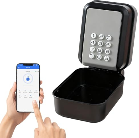 Smart Key Lock Box with TTLock APP Control – IP65 Weatherproof Lockbox Bluetooth & Passcode Entry, Key Safe Wall Mounted for Home Office Realtor