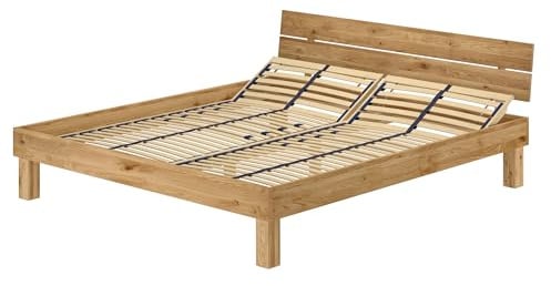 Erst-Holz Stabiles Ehebett Doppelbett 180x200 Eiche massiv geölt Zubehör wählbar V-60.88-18