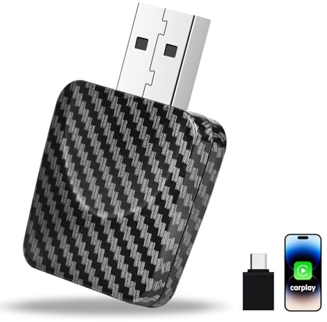 Ambesty Adaptador inalámbrico para Apple CarPlay,Convierte CarPlay con Cable a inalámbrico, Adaptador Plug & Play para Coches después de 2016, Compatible con iPhone iOS 10+,USB C/A