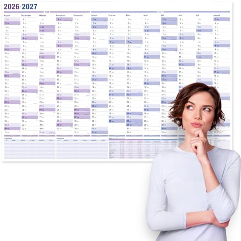 Yohmoe® XXL Schuljahreskalender 2026/2027 Wand, 98x68cm, Kalender gefalzt | Schulkalender, Schuljahresplaner, Wandplaner Schuljahr & Wandkalender 2026 2027 für Lehrer, Schüler, Büro, Homeoffice.