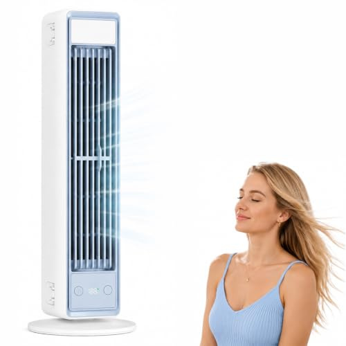 Tragbare Klimaanlage für Schlafzimmer,Luftkühler mit Wasserkühlung,Mobiler Luftkühler Extrem,Ventilator ohne Flügel mit Nachtmodus,Geräuscharm,5 Geschwindigkeiten,Zuhause,Wohnbereich,Büro