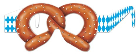 Beistle 54835 Brezel Oktoberfest Boardstock Brille aus Papier, 12 Stück, Mehrfarbig