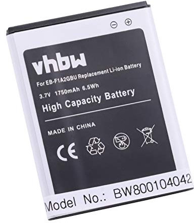 vhbw Batterie Compatible avec Samsung Galaxy S2 GT-i9100, S2 GT-i9101, S2 GT-i9108 téléphone Portable (1750mAh, 3,7V, Li-ION) - Remplacement pour EB-F1A2GBU, EB-F1A2