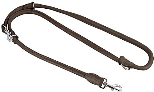 MICHUR Santiago Braun Hundeleine Leder, Lederleine Hund, Führleine, Rundleine Leder, längenverstellbar, größenverstellbar, verstellbar Leine Leder, Braun, in verschiedenen Größen erhältlich