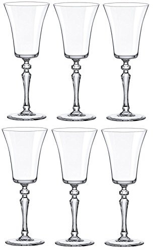 Rona Set of 6 Crystaline Wine Glasses Tall Large Stemmed Liquor Glasses