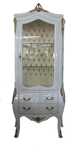 Casa Padrino Barock Vitrine Weiß/Gold - Vitrinenschrank - Wohnzimmerschrank Glasvitrine
