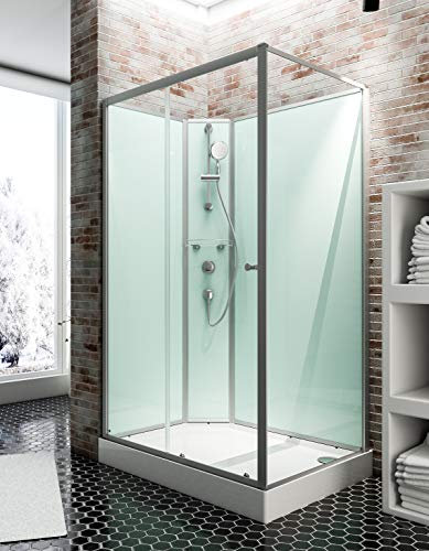 Schulte Cabine de Douche complète en kit 120 x 90 x 204 cm (bac de Douche Inclus), alu-argenté, avec Porte coulissante, Ouverture vers la Gauche, Verre de sécurité Porte 5 mm, Cabine intégrale