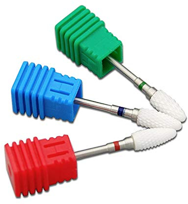 KADS 3Pcs Ceramic Nail Drill Bit Flame/Bullet Shaped Electric Rotary Nail File Multicolor