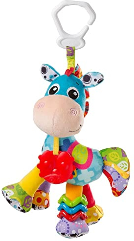 Playgro Activity Freund Klipp Klapp Pferd, Kinderwagenanhänger, Ab 0 Monaten, Blau/Bunt, 40182