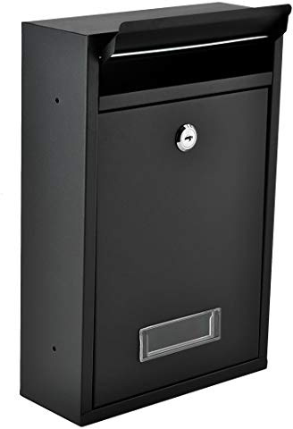 Iso Trade Letterbox Black 2 Key Safety Flap Easy Installation 6237