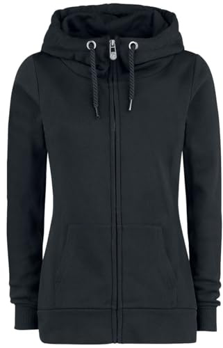 Black Premium by EMP Damen schwarzer Basic Kapuzenzipper - Klassischer Hoodie mit Reißverschluss und Taschen