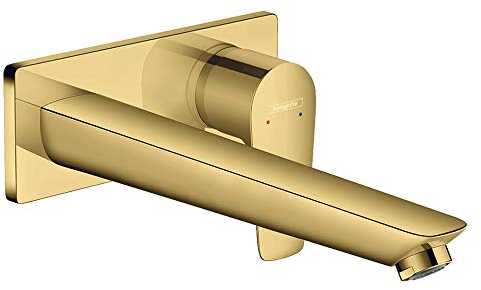 hansgrohe Wasserhahn Talis E Unterputz (Armatur mit Auslauf Länge 225mm für Wandmontage) Polished Gold Optic