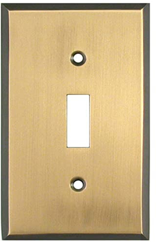 Switch Hits Antique Brass Gold Outlet Wall Plate | 1 Toggle | 2.8 x 4.6 | Hand-Polished Brass Construction | Electrical Switch Plate Cover for All Configurations