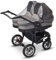 Mosquitera universal para carro gemelar/silla de paseo doble. Colores: gris/blanco