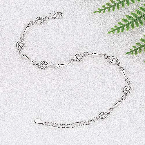 Armband Armreif Armkette Damen 925 Sterling Silber New Woman Modeschmuck Hochwertige Retro Einfache Blume Roségold Armband Länge 21Cm-1496