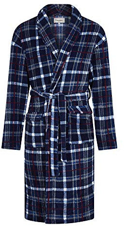 Champion Mens Bayswater Check Fleece Dressing Gown Navy Blue M-L