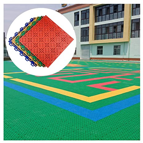 Floor Tiles Modular Interlocking Floor Tiles Sports Flooring, Outdoor Cold And High Temperature Resistant Playground Stadium Rubber Floor, 33x33cm (Color : Red, Size : 81PCS)