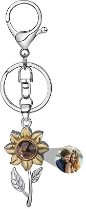 Lilancer Personalised Keyring Custom Photo Projection Keychain Summer Party Wedding Birthday Photo Keyring Romantic Gifts For Her (gold 2)