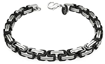 Fly Style Byzantiner Königskette Schwarz+Silber Edelstahl - Königsarmband Armband Herren ionen-plattierte Kette